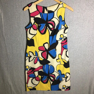 Womens Cato Dress Artsy Colorful Abstract Art Deco Formal Casual Midi Length